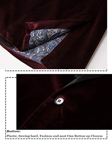 THWEI Mens Velvet Blazer Slim Fit Suit Jacket One Button Tuxedo Blazer Wedding Prom Dinner4