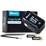 Fingertip Pulse Oximeter, Heart Pulse Rate, SpO2 Device Blood Oxygen Saturation Monitor for Medical or Home Use, Upgraded, Portable, Light Weight, OLED Display, Lanyard and Batteries Ozismart