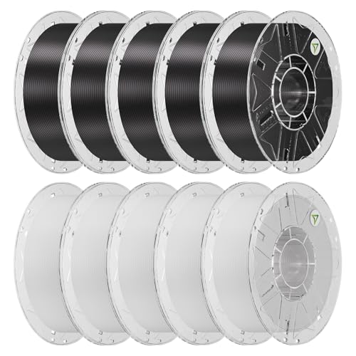 Image of Creality Hyper PLA Filament 1.75mm, RFID 3D Printer Filament PLA for High Speed 30-600mm /s, 10kg(22lbs) /Spool Filament Support CFS, Fits for Most 3D Printers, 5Black & 5White