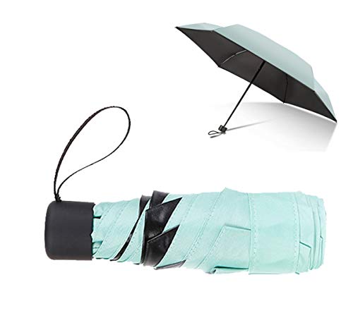 Mini Travel Umbrella Compact Small Purse Umbrella for Women Sun Rain Umbrellas Mint Green
