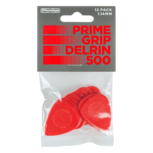 Dunlop 450P114 Médiators Delrin 500 Prime Grip 1,14mm sachet de 12