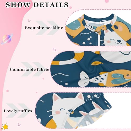 Girls One Piece Swimsuits Long Sleeve Swimsuit Zipper Bathing Suits Cute Cat Fish Blue3