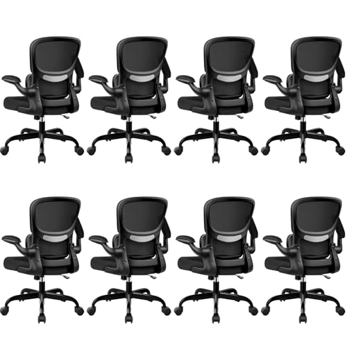 Image of ALLGOD Ergonomic Office Chair, Breathable Mesh Ergonomic Desk Chair with Lumbar Support, Flip-up Armrests, Computer Chairs Comfortable for Home, Office, Work, Standard, 8 Pack