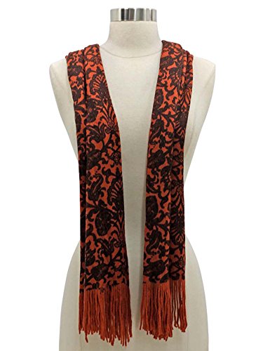 Luxury Divas Victorian Damask Print Long Knit Scarf2
