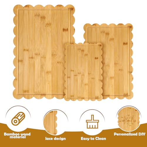 Set de 3 tablas de cortar de madera de bambú con surco miniatura 5