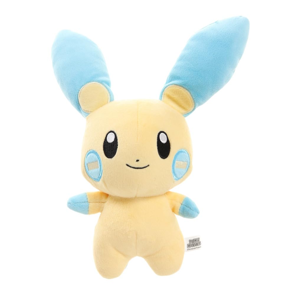 Sanei Pokemon All Star Series - PP70 - Minun Stuffed Plush, Yellow, Blue, 6.5"