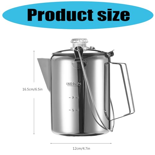 Montesy 9 Cup Stainless Steel Percolator Large Capacity Coffee Pots Hinged Lid Coffee Maker for Camping and Home Kitchens Use