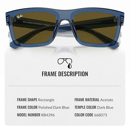 Image of Ray-Ban RB4396 WARREN BIO-BASED Rectangle Shaped Sunglasses for Men & Women with Official RAYBAN Eyewear Kit