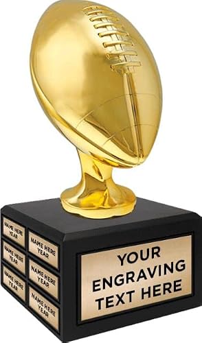 Crown Awards 14.25" Shiny Gold Football Perpetual Trophy, Fantasy Football Shiny Gold Sculpture Award - Engraving Included Prime