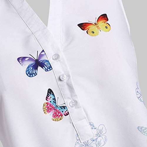 image for NANTE Top Casual Loose Blouse Sleeveless Butterfly Print T Shirts Tops