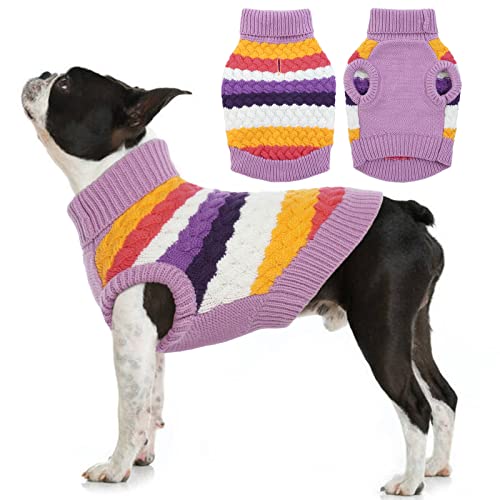 Kuoser Dog Sweater, Large Sweaters for Dogs Doggy Turtleneck Christmas Thanksgiving Outfit, Thick Warm Knitted Dog Winter Vest Puppy Fall Sweater, Pet Cold Weather Sweatshirt Warm Clothes, P