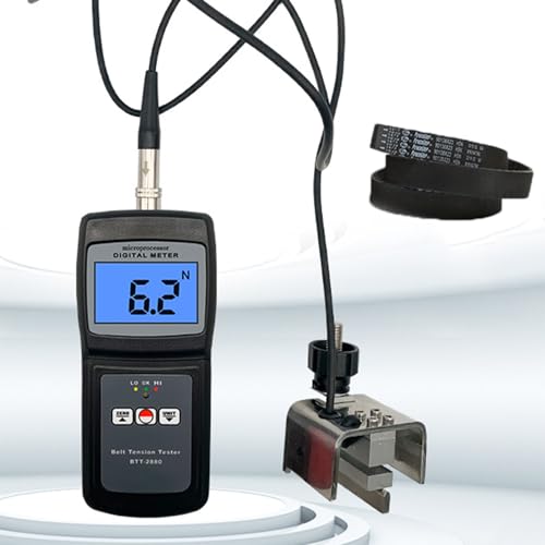 Probador de tensión de correa, medidor digital con cabezal de medición de precisión, conversión de 4 unidades, rango de tensión de 0 a 750 N, para la medición de la tensión de correas automotrices.