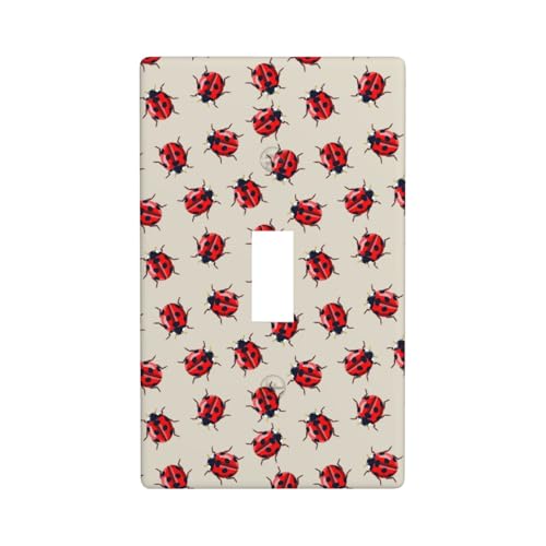 Placas de pared con impresión de mariquitas, paneles de pared de 1 marcha, tamaño estándar 11,4 x 7 cm, placa decorativa de interruptor basculante, cubierta de enchufe de policarbonato, termoplástico