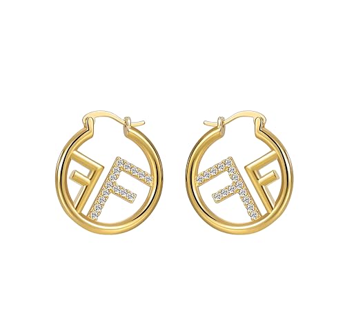 Delicate Gold and Diamond Women's Letter F Earrings - An elegant gift for a stylish lady.