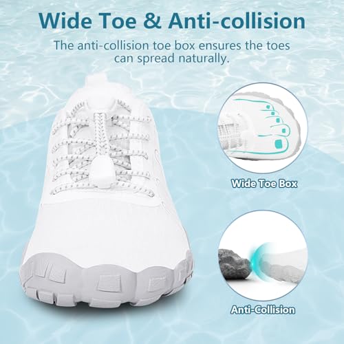 Image of Hike Barefoot Water Shoes for Women Men Footwear, Quick Dry Wide Toe Box Pro Beach Swim Athletic Sports Shoes, Non-Slip Lightweight Aqua Shoe for Pool Hiking Walking Kayaking Diving Surfing