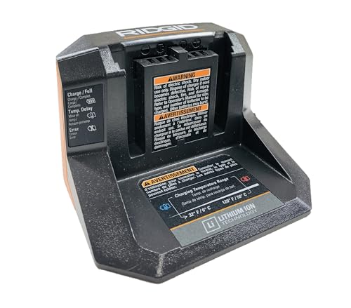 RIDGID 18 Volt Lithium Ion Compact Battery Charger #R86093 (Renewed)