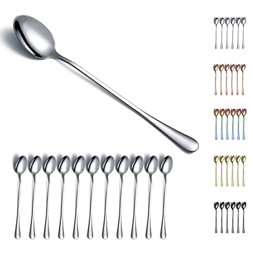 Eisteelöffel, Kyraton Edelstahl 7,5' Rührlöffel mit langem Griff, Eislöffel, Rührlöffel, Eislöffel, Barlöffel, Cocktaillöffel, Latte-Löffel, 12 Stück