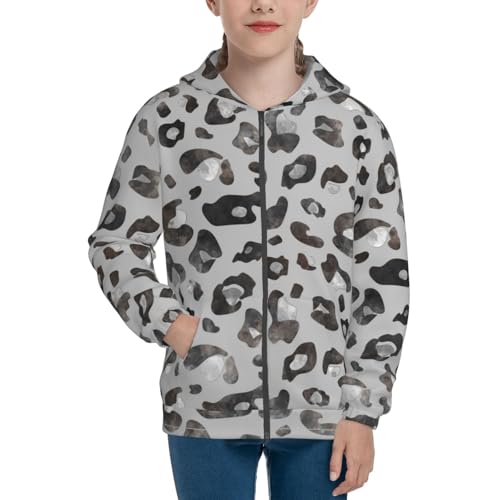 Wild Animal Leopard Print Pattern Kid Hoodies Boys Zip Up Sweatshirts Girls Pullover with Pocket3