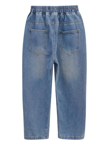 JEATHA Vintage Bootcut Jeans for Kids Boys Girls Denim Pants Elastic Waistband Pull-on Casual Trousers4