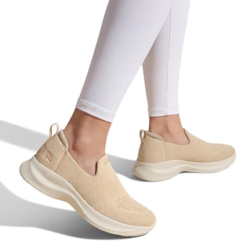 Image of Neeman's Knit Lite Slip Ons for Women | Lightweight Breathable Knit Slip-On Sneakers | Cushioned EVA Sole | Soft Stretch Upper | Comfortable Casual, Office & Walking Shoes