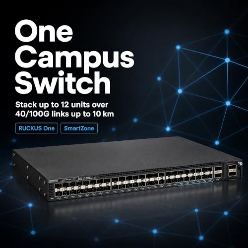 Image of Ruckus ICX7550-48F-E2-R3 Managed Switch, 36x GbE SFP + 12x 10GbE SFP+ Fiber, 2x 40 /100GbE QSFP+ Uplinks + Modular Slot, Dual PSU, 3-Yr Remote Support - Campus Aggregation (ICX7550-48F-E2-R3)