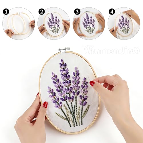 Image of Framendino, 3 Pack 3 Sizes Oval Embroidery Hoops Bamboo Circle Cross Stitch Hoop Ring Frames for Sewing DIY Craft