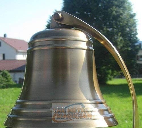 The Metal Magician 5" Antique Ship?s Bell Maritime Duty Watch/Indoor/Outdoor/Last Orders/Pub/Door/School/Dinner/Reception Wall Mountable Brass Bell With Wall Mount