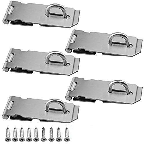 Image of Padlock Hasp 4.2 Inch Safety Door Bolt Gate Latches Padlock Hasp Stainless Steel Brushed Finish Door Buckle Clasp(5Pack)