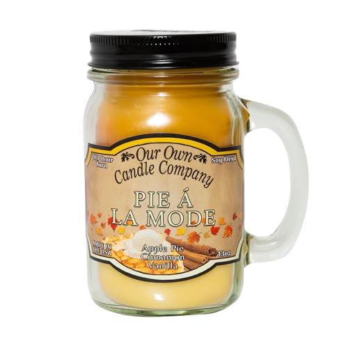 Our Own Candle Company, Pumpkin Cream Pie, Cinnamon, and French Vanilla Scented Mason Jar Candle, 100 Hour Burn Time, Made in The USA - 13 Ounces