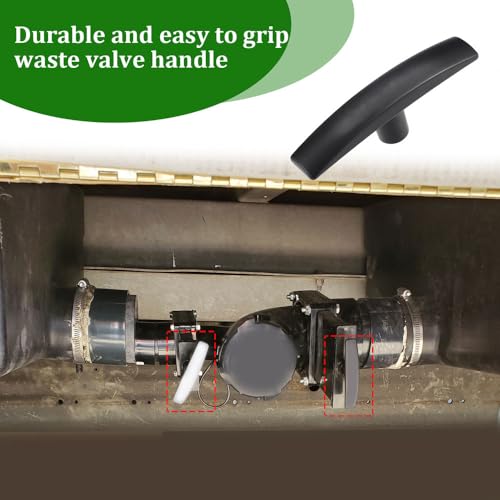 Image of 2PCS RV Waste Water Valve Handles, Water Tank Handles Replacement, Plastic T Handle, RV Camper Waste Valve Handle Compatible with 1 1 /2 inch and 3 inch Gate Valves (Black)