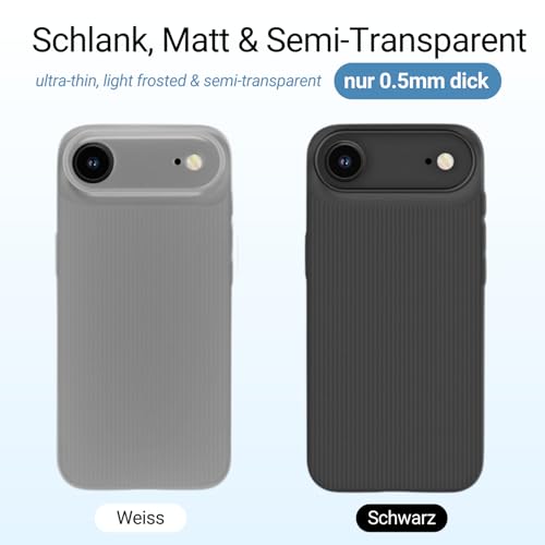 Aristo Solutions Coque de protection pour iPhone 17 Air - Blanc - Ultra fine de 0,5 mm - Avec motif rainuré moderne - Résistant aux rayures et aux chocs - Découpes précises pour l'appareil photo – vue 3