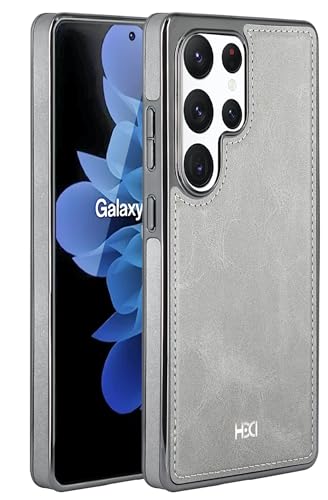 Image of BOUNCEBACK Vegan Leather Electroplated Back Case /Cover for Samsung Galaxy S24 Ultra - Natural Gray