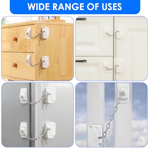 Window Locks Pets Child Safety, 2 Pack Adjustable Window Restrictors with Stainless Chain, No Drilling Window Safety Locks for UPVC Metal Wood for Baby Pet Protection Sliding Windows - Image 4