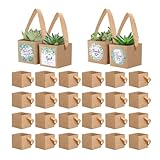 24pcs Succulent Wrap Bags Bulk,with 4 Styles Thank You Stickers，Mini Kraft Paper Succulent Gift Box Basket,Succulent Gift Box Fits 2.5 Inch Pots Wedding, Baby Shower, Succulent Party Favors for Guests