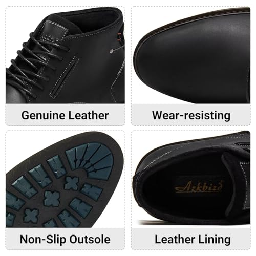 Image of Arkbird Men's Chukka Boots, Leather Ankle Dress Boot Casual Oxfords Lace Up Work Shoes