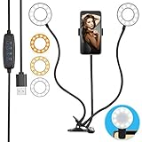 [ 3 Lichtfarben und 10 verschiedene Helligkeitsstufe ] Das Ringlicht verfügt über 3 möglichen Lichttemperaturen wie Bild 2, jede Lichtfarbe kann in 10 verschiedenen Helligkeiten eingestellt werden.
