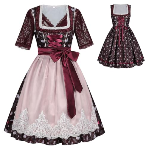 Vestido dirndl tradicional para el Oktoberfest: traje clásico de tres piezas cómodo 4