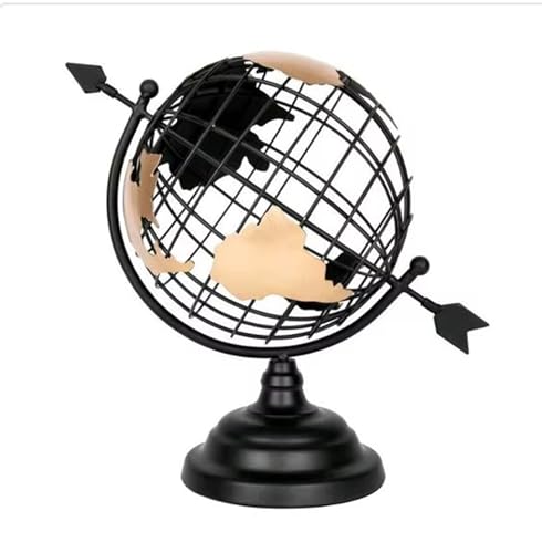 Image of AUGEN Rotating Globe Statue Gold & Black Durable Metal Innovative Stress Relief Toy Kinetic Orbital Art for Home Office Desktop Gift Decoration (1 Piece,6798B4)
