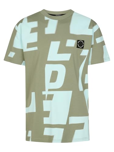 T-shirt Petrol Industries 152 motif imprimé intégral AOP couleur sauge