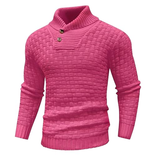 Suéter texturizado de punto trenzado con cuello chal y botones Premium