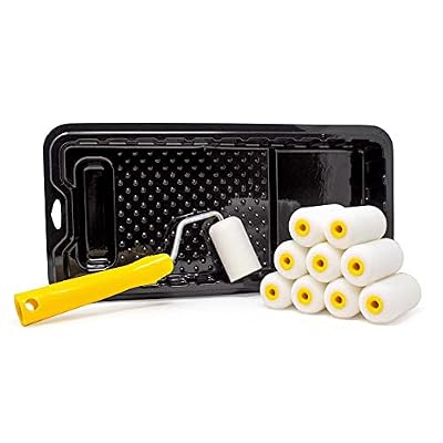 Foampro 2” Fine Finish Paint Roller Kit | 1 Plastic Paint Tray, 1 Roller Handle, 10 Foam Rollers | Mini Foam Roller Kit w/Roller Pan | Home Painting Supplies & Paint Tools, 162 (162KIT)