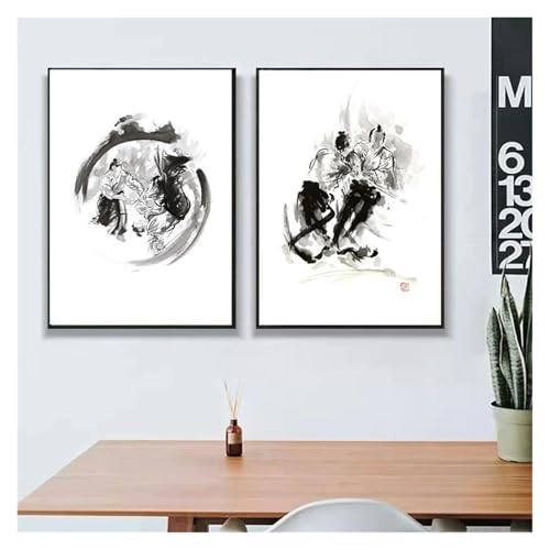 Cuadro sobre lienzo de karate samurái para decorar salones modernos 4