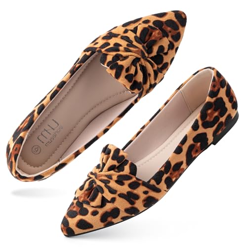 Image of MUSSHOE Comfortable Office Flats for Women: Pointed Toe Work Shoes with Memory Foam - Dressy Business Casual Slip On Flats for Commute & All Day Wear
