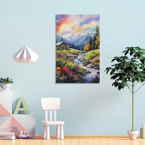 Sérénité alpine murale peinture sur toile décoration maison 40x60cm - 4