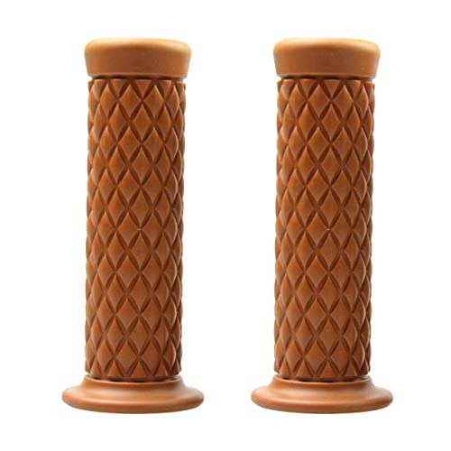 Image of Motorcycle Hand Grips, Non Slip Rubber Bar for 7 /8 inch 22mm /24mm Handles, Vintage Motorbike Thruster Grip, Handlebar for Hand Comfort, Universal for Motocross Scooter Dirt Bike, Open End (Light Brown)