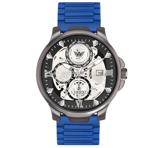 Image of Chronograph Look Gun Metal Round Dial Date Working Arabic Magnet Silicone Strap Watch for Men