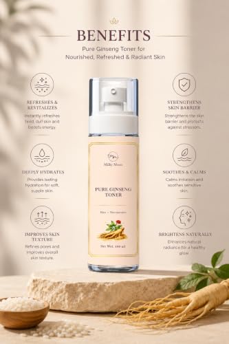 Image of Ginseng Toner For Glowing Skin Korean | spray | All type Skin | skin whitening | Refreshing Face Mist & Toner | Alcohol-Free | Women & Men | 100 ml