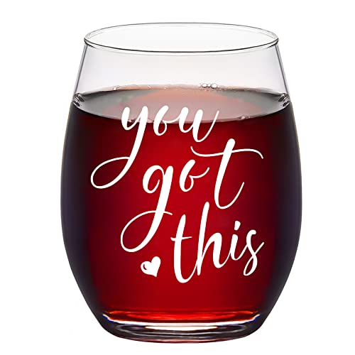 Dazlute You Got This Wine Glass, New Job Promotion For Coworker/ Going Away/Congratulations/ Moving Away /Graduation Gift, Inspirational Encouragement Get Well Soon After Surgery Or Divorce Gift 15 0Z #TOP14