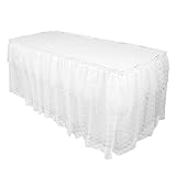 LinenTablecloth 14 ft. Polyester Lace Table Skirt White