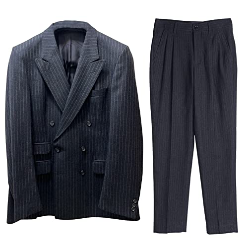Costume rayé homme haut de gamme style smoking de cérémonie croisé